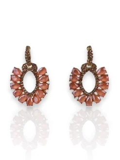 Pendientes brillo anilla piedra rosa