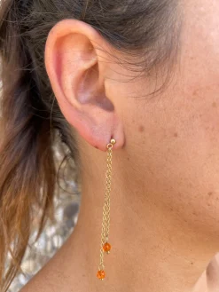 Pendientes caída piedras naranjas