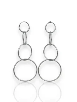 Pendientes círculos entrelazados plateados