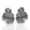 Pendientes flor onda plateado