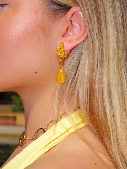 Pendientes gota brillos amarillo