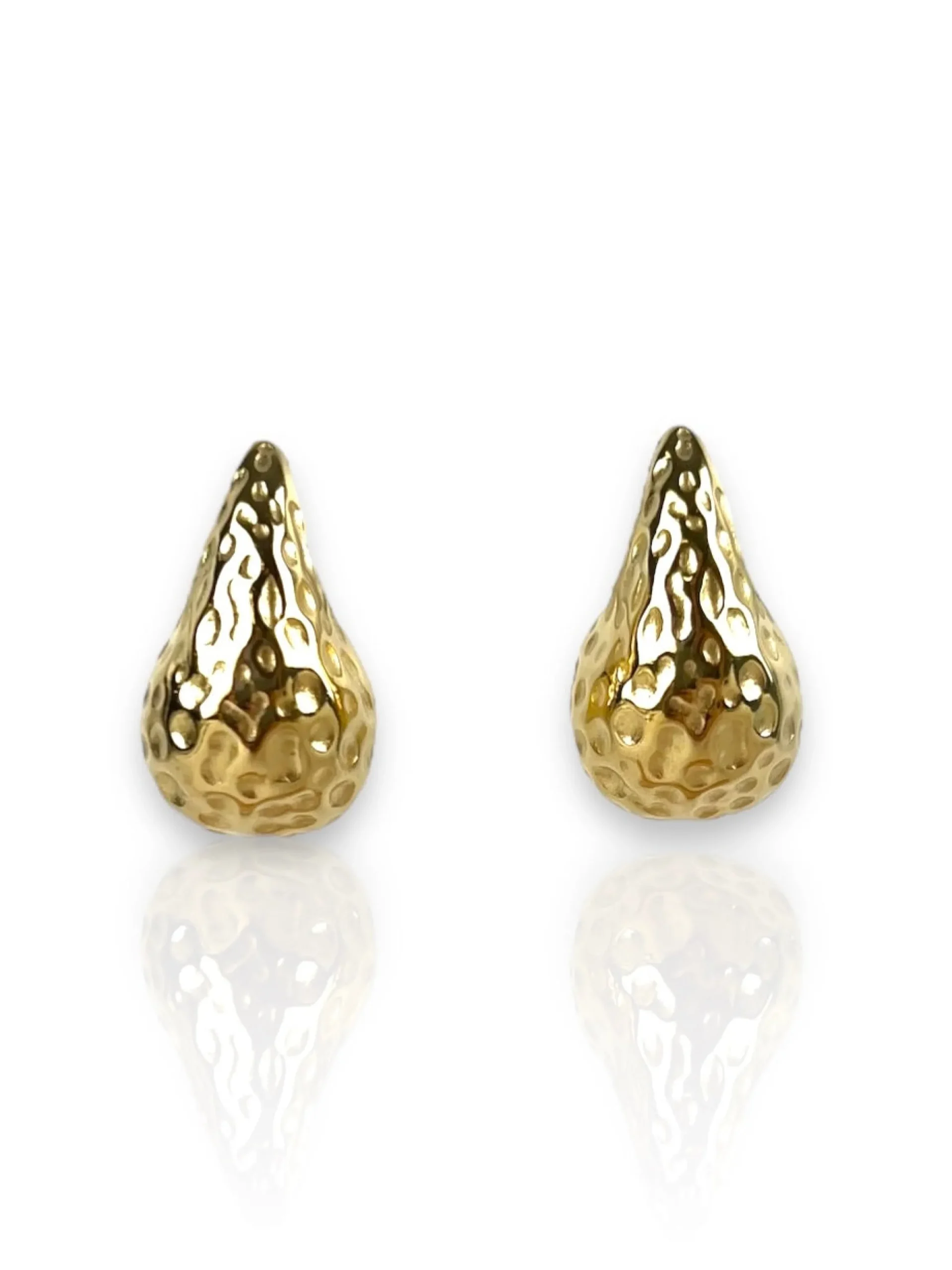 Pendientes gota fresa dorada