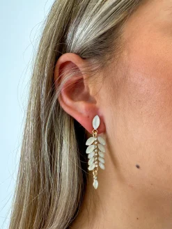 Pendientes hebras blancas brillo