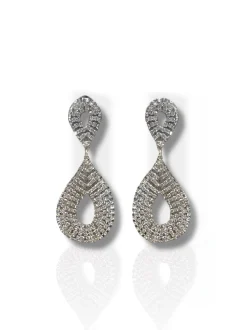 Pendientes lagrima brillos plateado