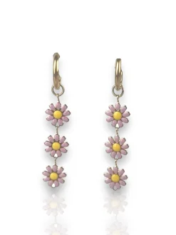 Pendientes margaritas lila