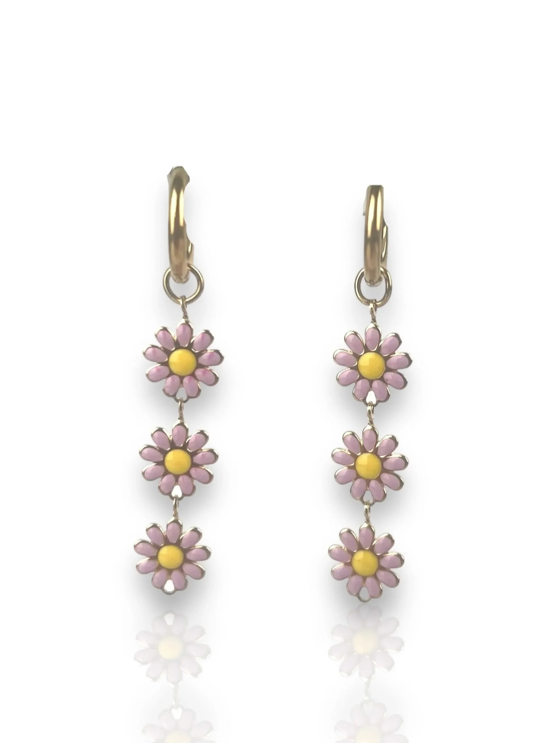 Pendientes margaritas lila