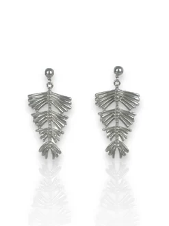 Pendientes palmera plateada
