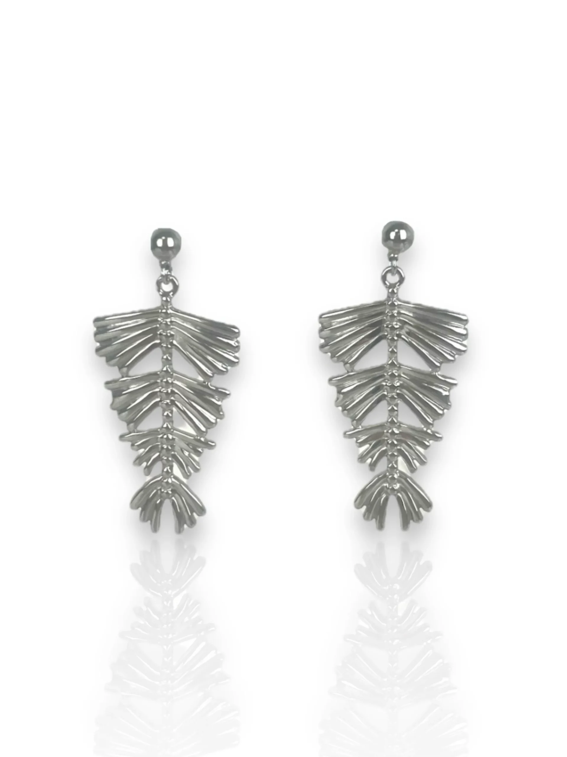Pendientes palmera plateada