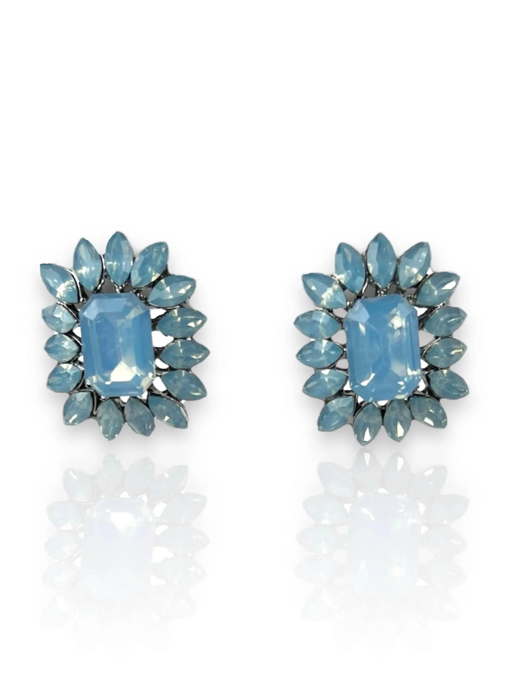 Pendientes piedras flor celeste