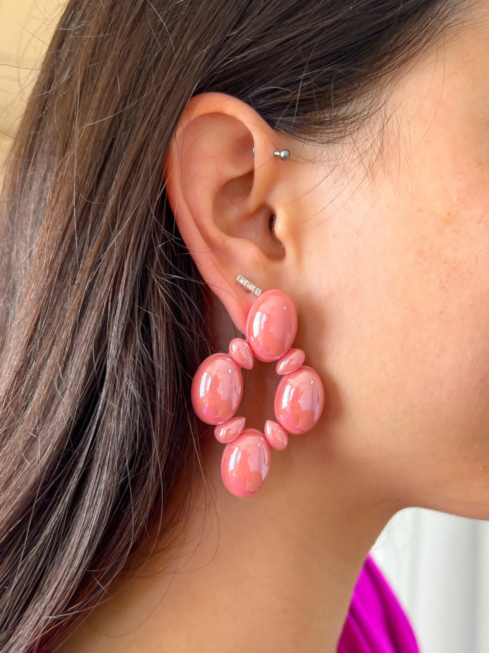 Pendientes rombo rosa
