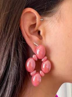 Pendientes rombo rosa