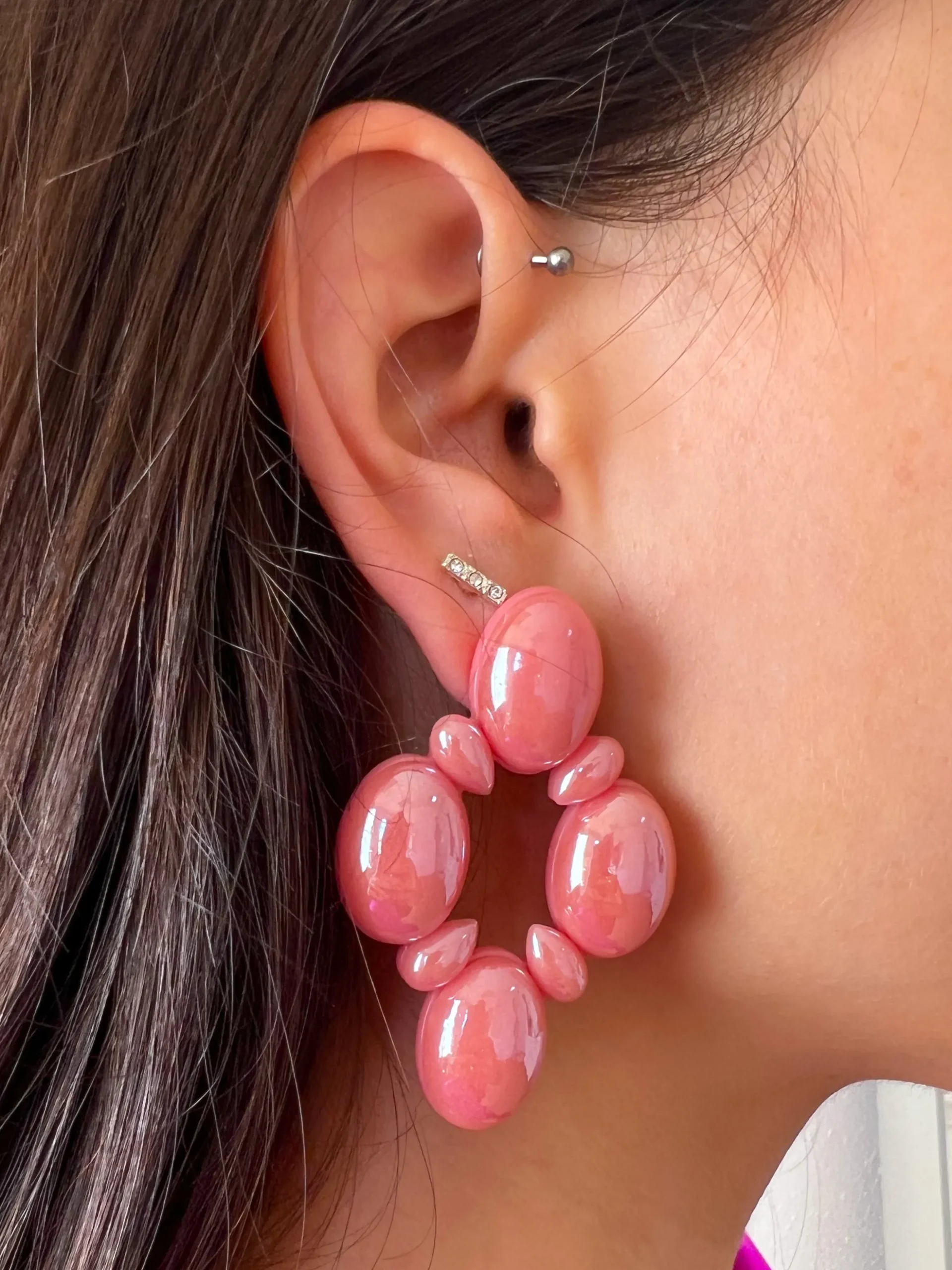 Pendientes rombo rosa