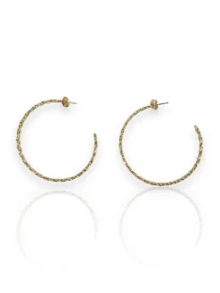 Pendientes semi aro cadena dorada