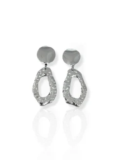 Pendientes óvalos textura plata