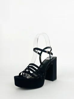 Sandalia plataforma bandas negro