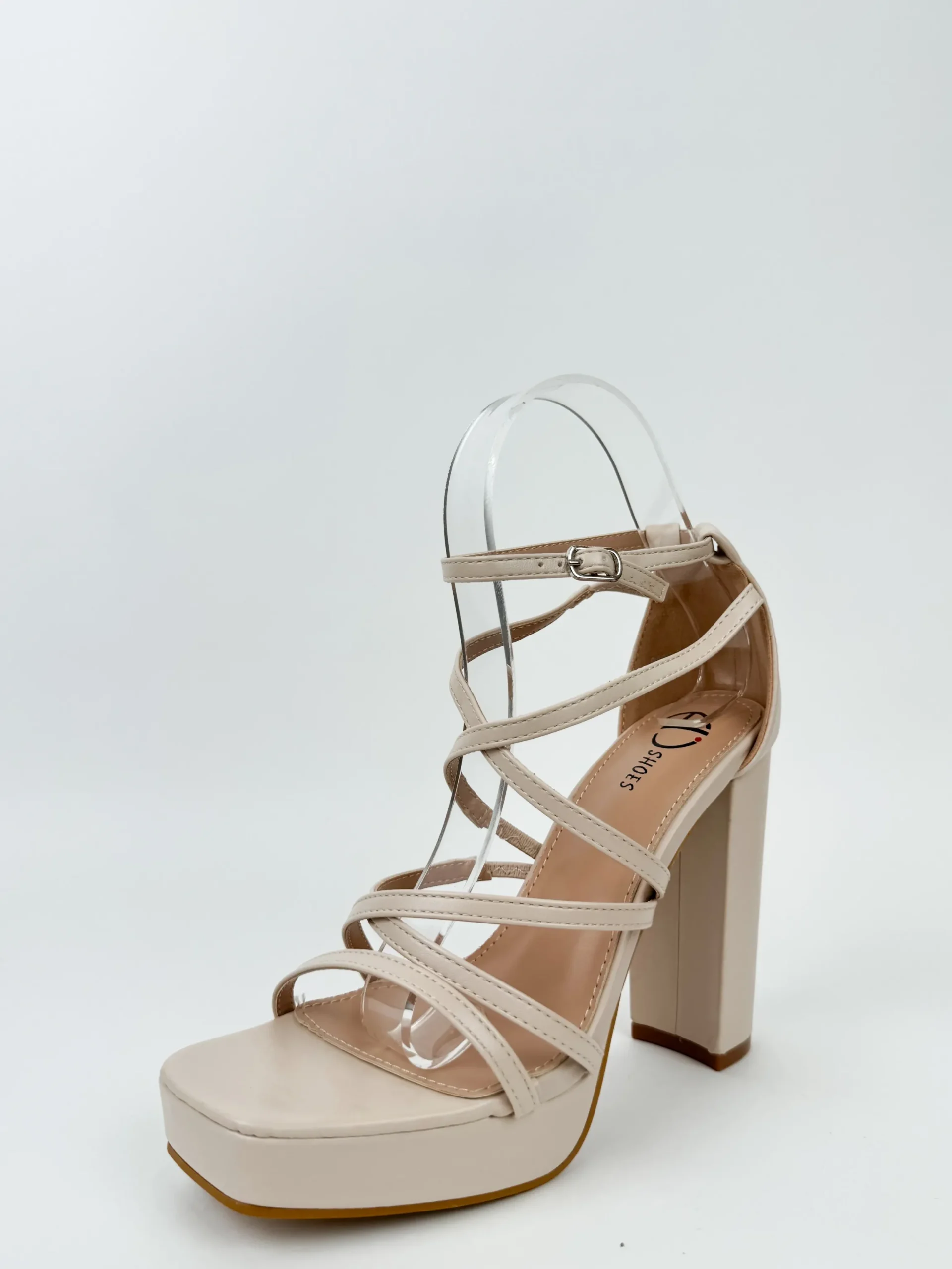 Sandalia tacon entrelazado nude