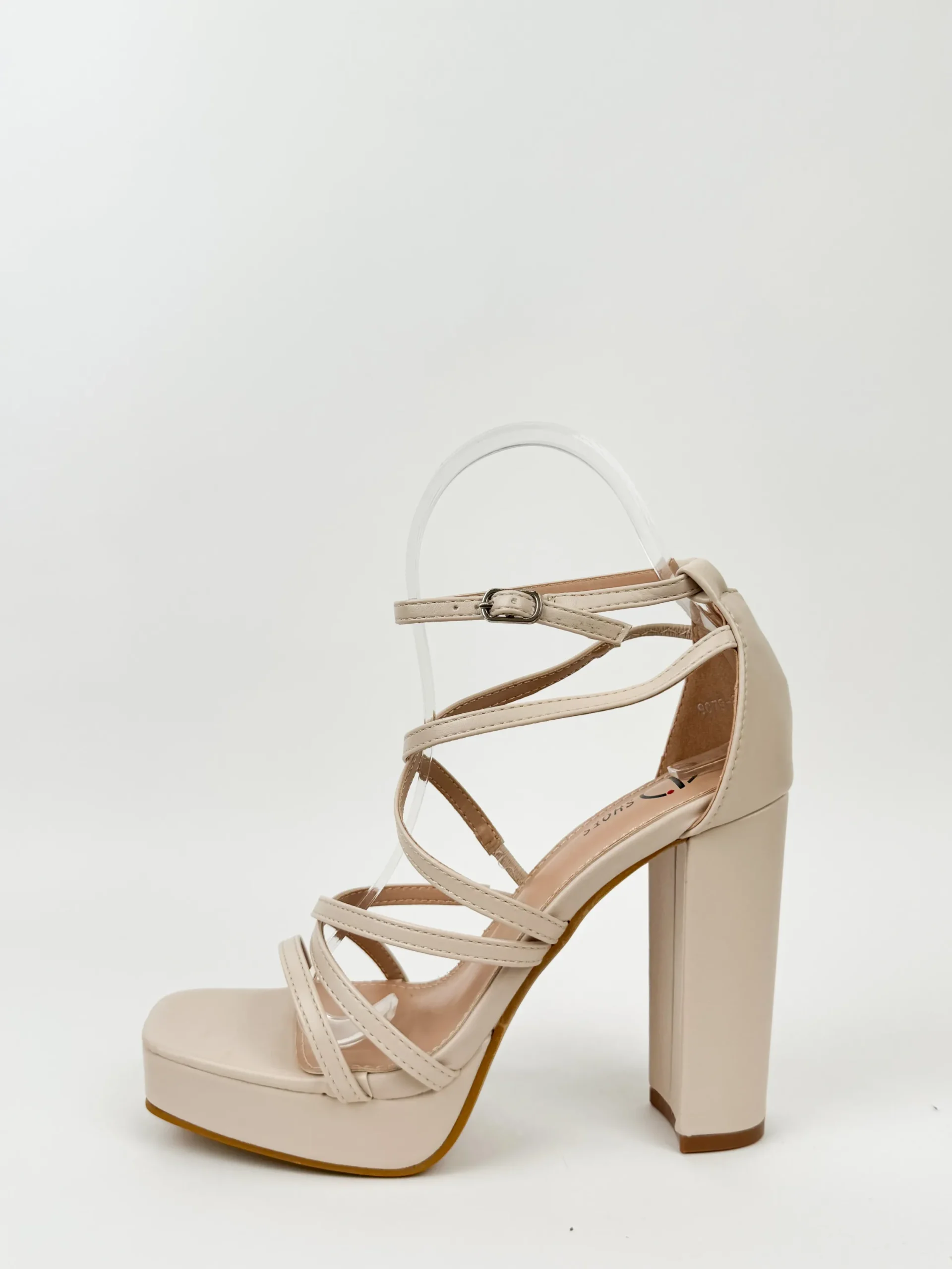 Sandalia tacon entrelazado nude