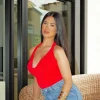 Top halter cascada rojo