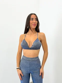 Top lurex conjunto azul