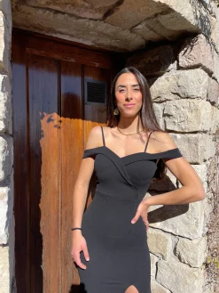 Vestido barco ajustado negro
