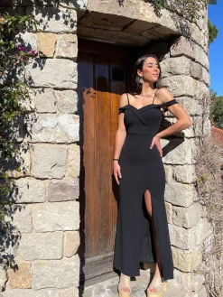 Vestido barco ajustado negro