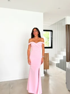 Vestido barco ajustado rosa
