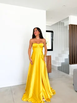 Vestido corse palabra amarillo