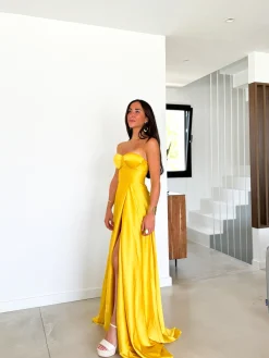 Vestido corse palabra amarillo