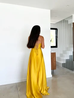 Vestido corse palabra amarillo