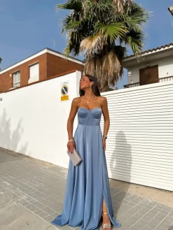 Vestido corse palabra celeste