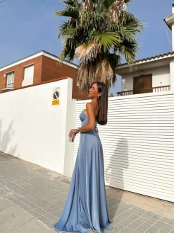 Vestido corse palabra celeste