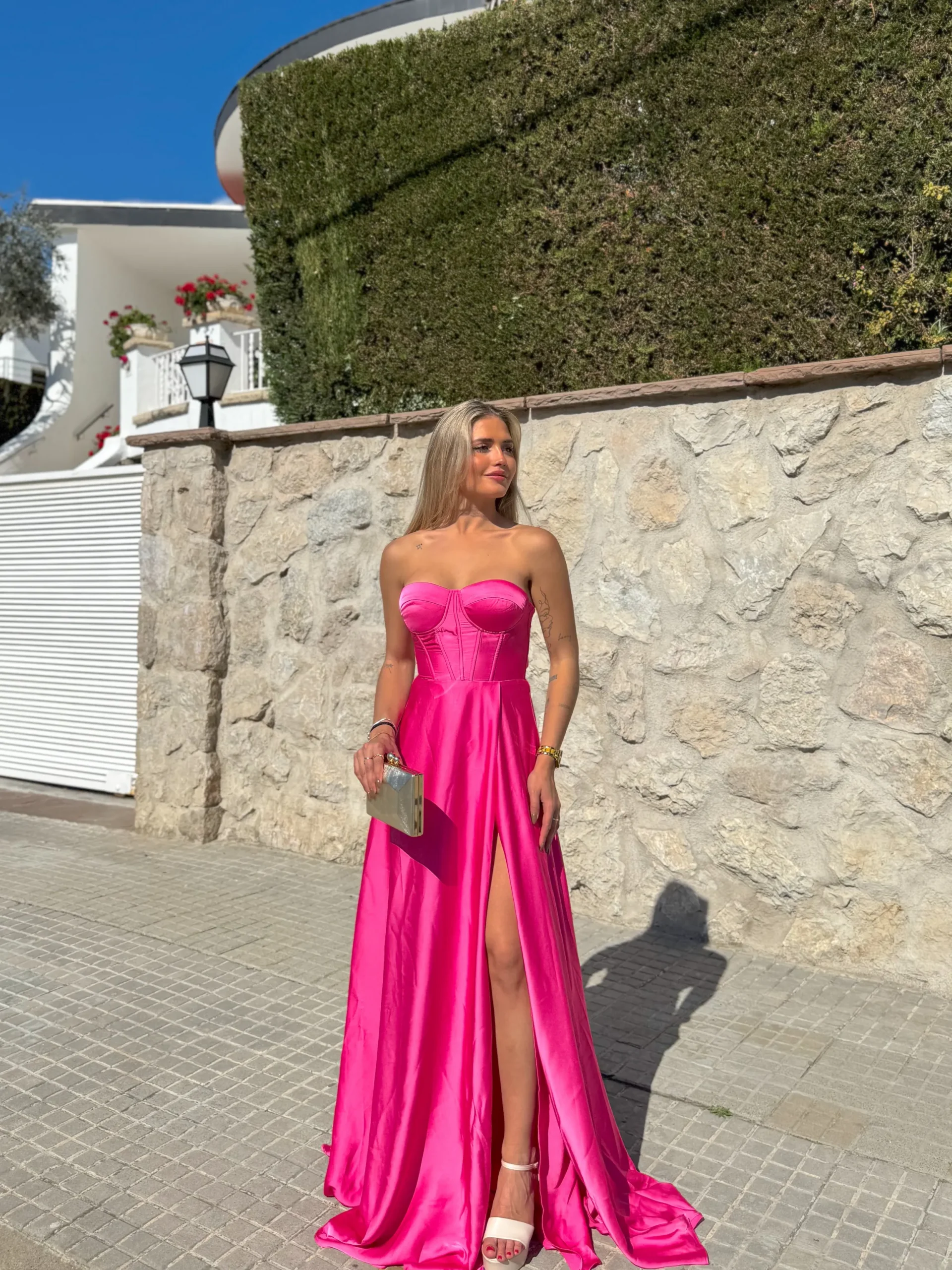 Vestido corse palabra fucsia