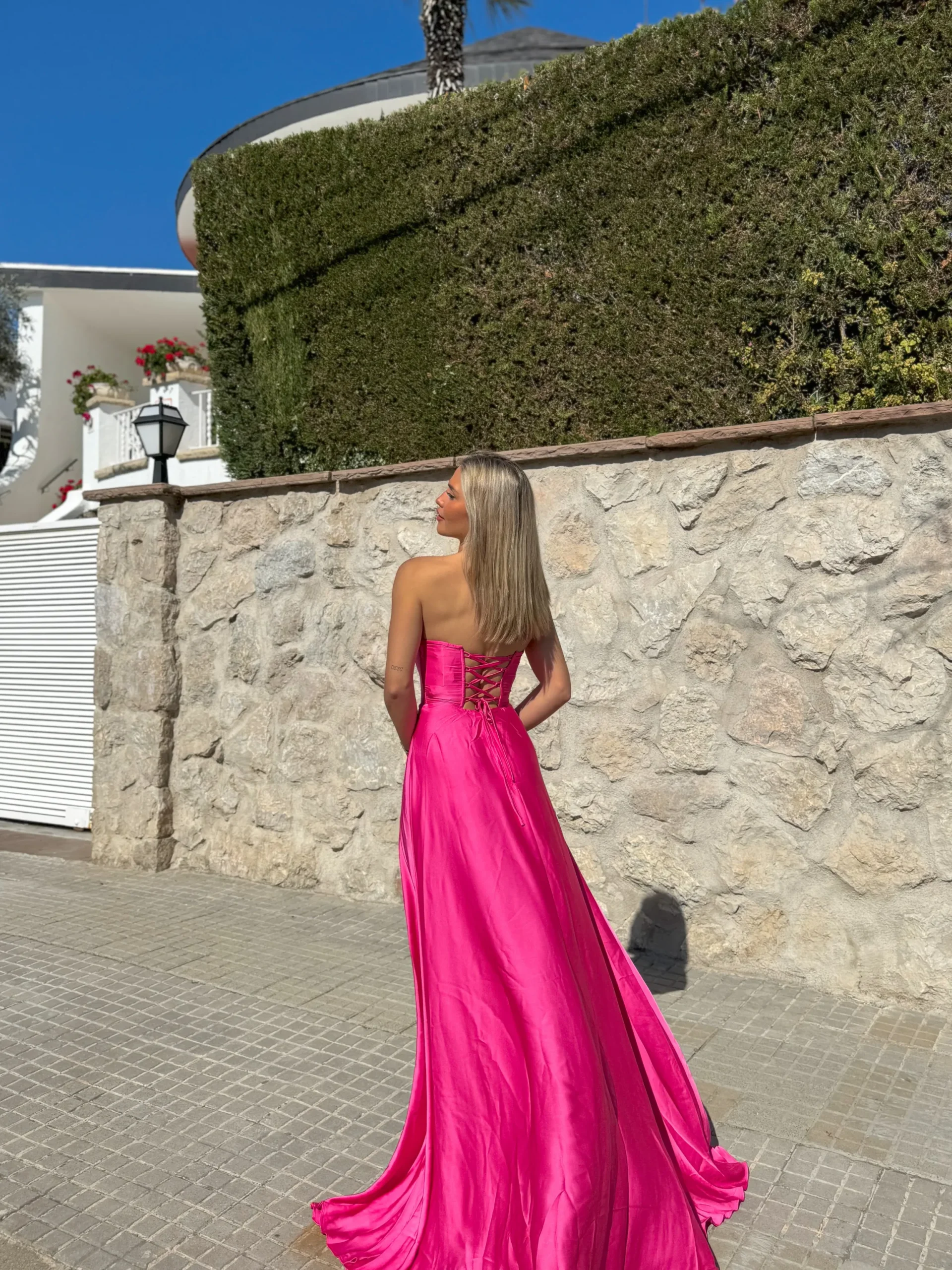 Vestido corse palabra fucsia