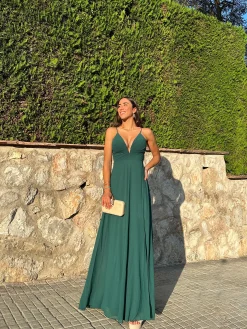 Vestido crepe pico botella