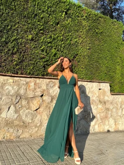 Vestido crepe pico botella