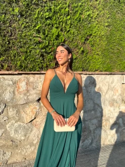 Vestido crepe pico botella