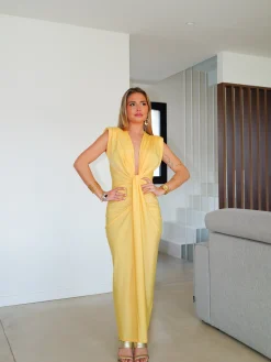 Vestido escote lazo amarillo