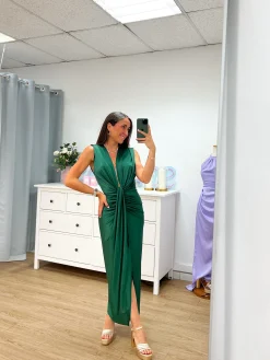 Vestido escote lazo botella