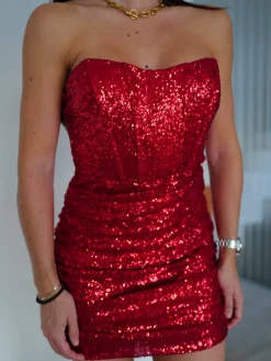 Vestido glitter ballenas rojo