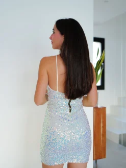 Vestido glitter tiras blanco