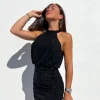 Vestido halter lurex negro