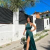 Vestido halter raso botella