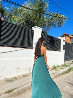 Vestido halter raso botella