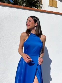 Vestido halter raso klein