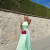 Vestido halter raso menta