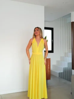 Vestido largo multi amarillo