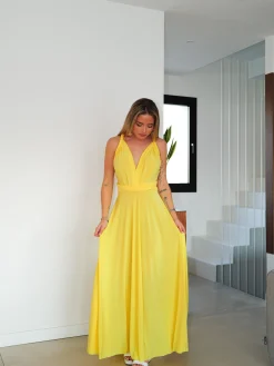 Vestido largo multi amarillo
