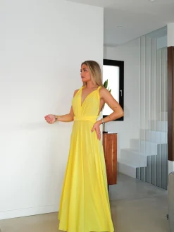 Vestido largo multi amarillo