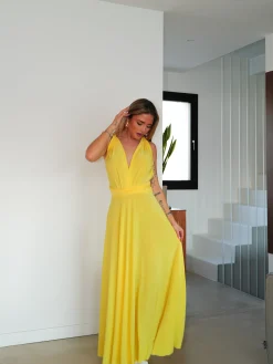 Vestido largo multi amarillo