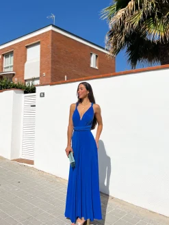 Vestido largo multi azul